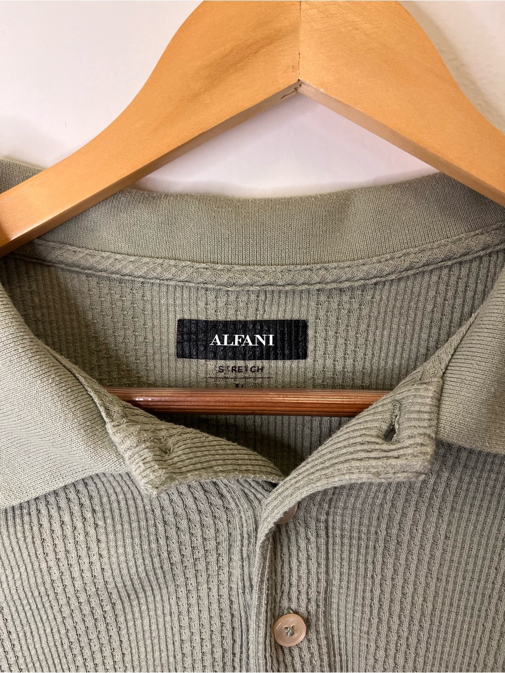 Alfani Men's Stretch Polo in Olive - Picture 3 of 4